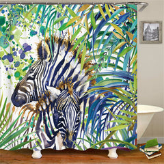 Lofaris Exotic Rainforest Zebra Leaves Bathtub Shower Curtain