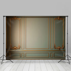 Lofaris Exquisite Dark Green Gypsum Line Retro Wall Backdrop