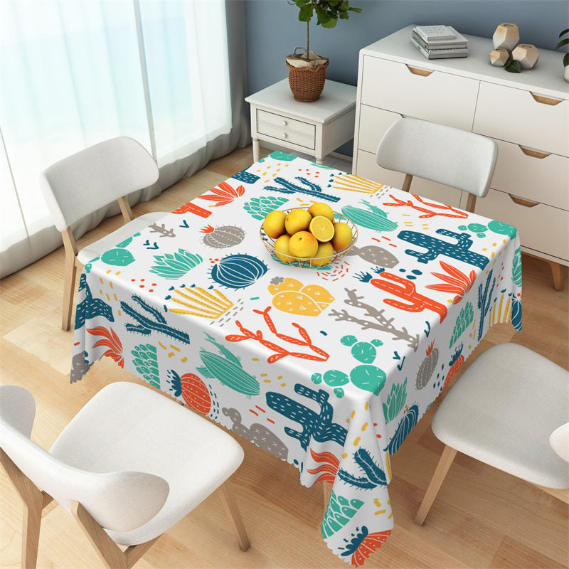 Lofaris Fabric Colorful Prickly Cactus Square Tablecloth