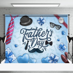 Lofaris Faded Blue Gifts Heart Tie Fathers Day Backdrop