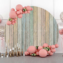 Lofaris Faded Wooden Wall Retro Simple Round Party Backdrop