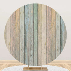 Lofaris Faded Wooden Wall Retro Simple Round Party Backdrop