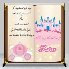 Lofaris Fairy Tale Book Castle Custom Name Birthday Backdrop