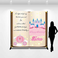 Lofaris Fairy Tale Book Castle Custom Name Birthday Backdrop