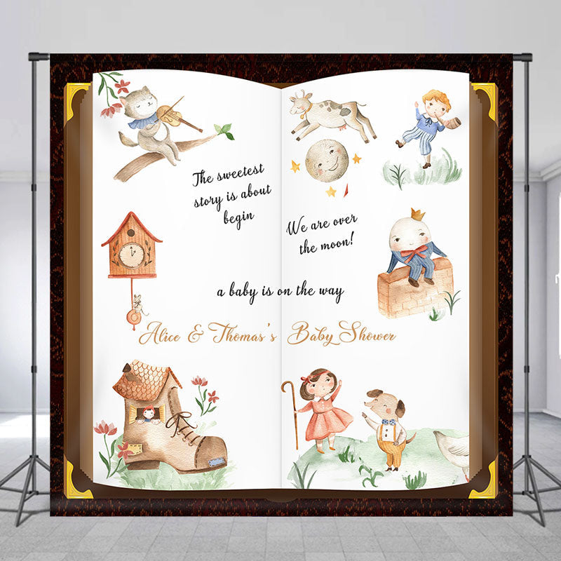 Lofaris Fairy Tale Book Custom Name Baby Shower Backdrop