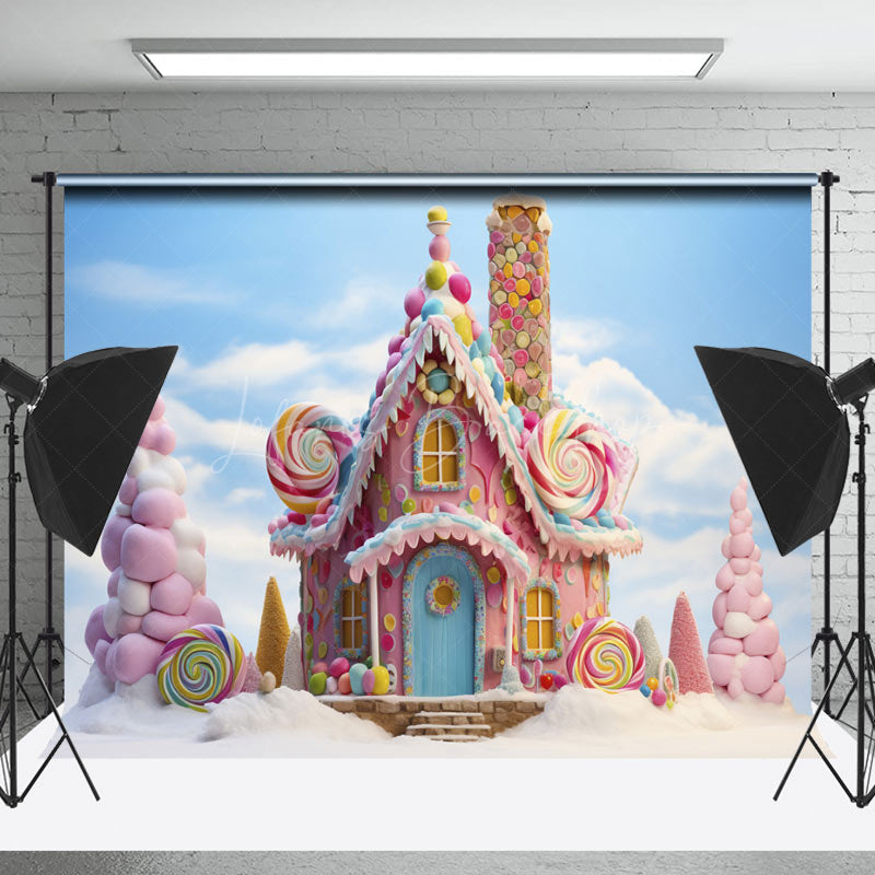 Lofaris Fairy Tale Candyland Snowy Field Winter Backdrop