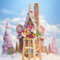 Lofaris Fairy Tale Candyland Snowy Field Winter Backdrop