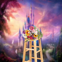 Lofaris Fairy Tale Castle Sunset Trees Cake Smash Backdrop