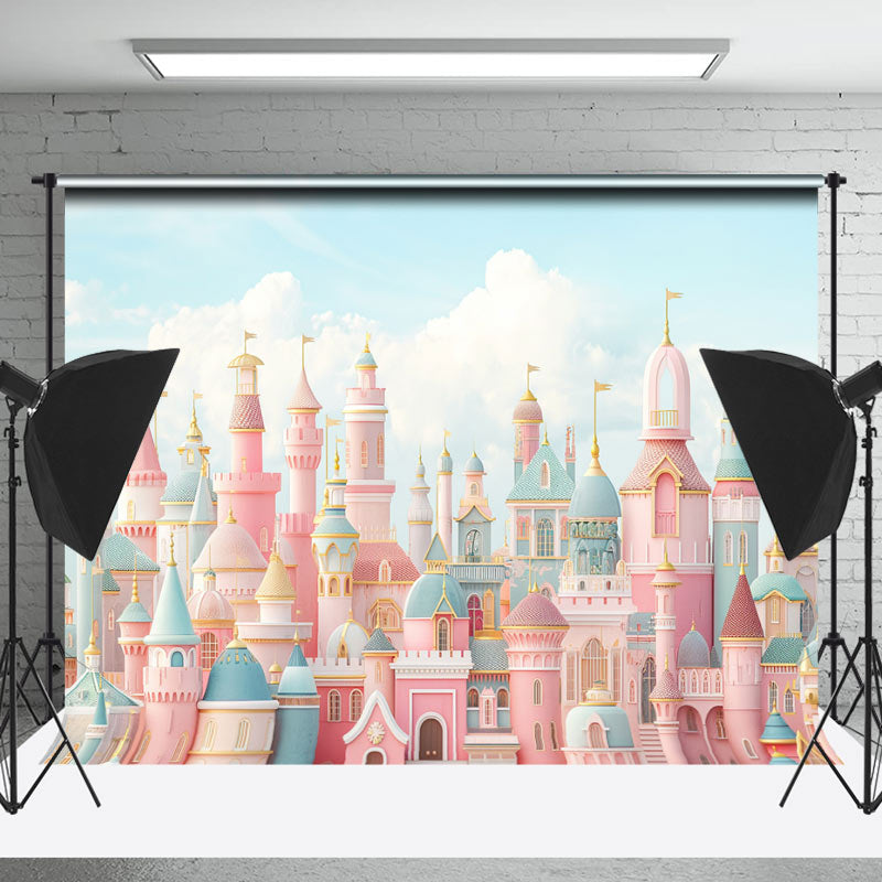 Lofaris Fairy Tale Cloud Castle Birthday Cake Smash Backdrop