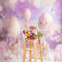 Lofaris Fairy Tale Clouds Hot Air Balloon Cake Smash Backdrop