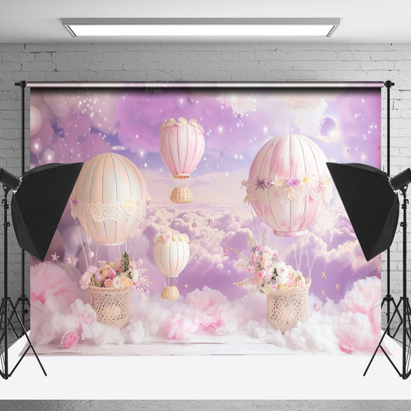 Lofaris Fairy Tale Clouds Hot Air Balloon Cake Smash Backdrop