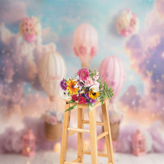 Lofaris Fairy Tale Hot Air Balloon Cloud Cake Smash Backdrop