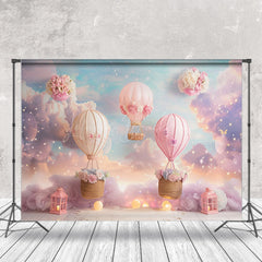 Lofaris Fairy Tale Hot Air Balloon Cloud Cake Smash Backdrop