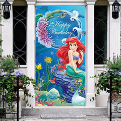 Lofaris Fairy Tale Mermaid Undersea Birthday Door Cover