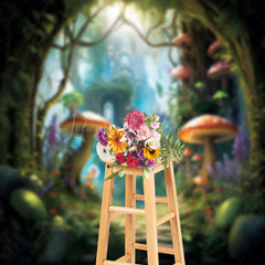 Lofaris Fairy Tale Mushroom Castle Forest Photo Backdrop