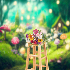 Lofaris Fairy Tale Mushroom Forest Bokeh Backdrop For Photo