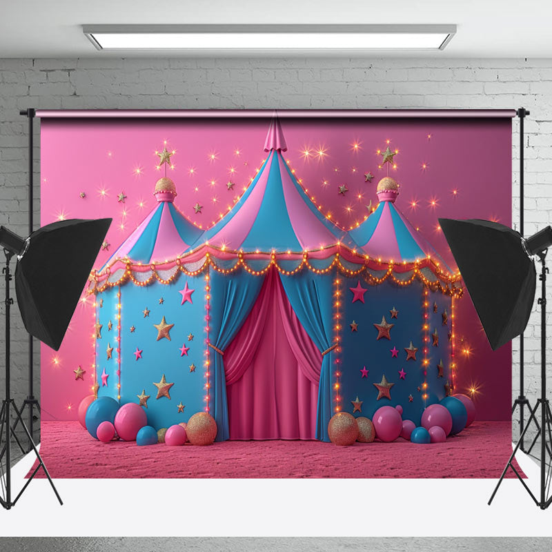 Lofaris Fairy Tale Pink Blue Circus Tent Cake Smash Backdrop