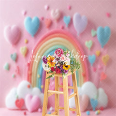 Lofaris Fairy Tale Pink Rainbow Balloons Cake Smash Backdrop