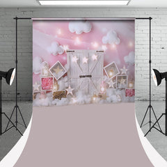 Lofaris Fairy Tale Pink Room Cloud Wood Door Sweep Backdrop