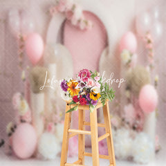 Lofaris Fairy Tale Pink White Floral Cake Smash Backdrop