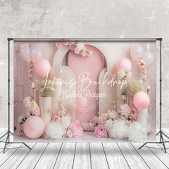 Lofaris Fairy Tale Pink White Floral Cake Smash Backdrop