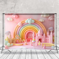 Lofaris Fairy Tale Rainbow Castle Cloud Cake Smash Backdrop