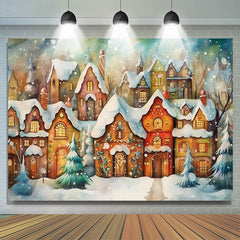 Lofaris Fairy Tale Snowy Town Christmas Portrait Backdrop