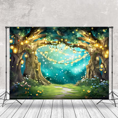 Lofaris Fairy Tale Warm Light Floral Forest Photo Backdrop