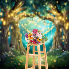 Lofaris Fairy Tale Warm Light Floral Forest Photo Backdrop