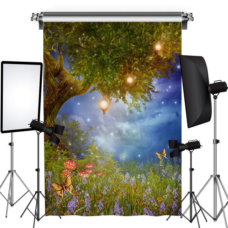 Lofaris Fairy Tree Lamp Flower Mushroom Butterfly Backdrop