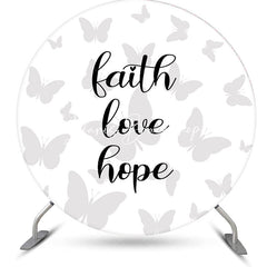 Lofaris Faith Love Hope Grey Butterflies Round Dance Backdrop