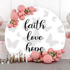 Lofaris Faith Love Hope Grey Butterflies Round Dance Backdrop