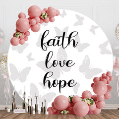 Lofaris Faith Love Hope Grey Butterflies Round Dance Backdrop