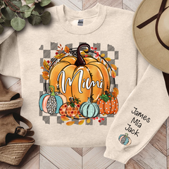 Lofaris Fall Flower Pumpkins Mimi Custom Name Sweatshirt