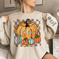 Lofaris Fall Flower Pumpkins Mimi Custom Name Sweatshirt