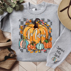 Lofaris Fall Flower Pumpkins Mimi Custom Name Sweatshirt