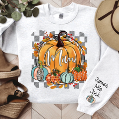 Lofaris Fall Flower Pumpkins Mimi Custom Name Sweatshirt