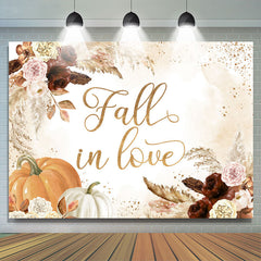 Lofaris Fall In Love Glitter Floral Beige Autumn Backdrop