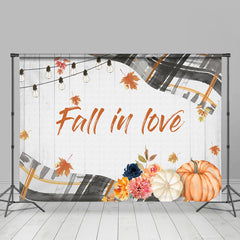 Lofaris Fall In Love Pumpkin Floral White Wood Autumn Backdrop