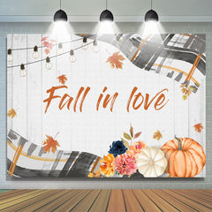 Lofaris Fall In Love Pumpkin Floral White Wood Autumn Backdrop