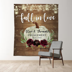 Lofaris Fall In Love Pumpkin Wooden Green Lamp Wedding Backdrop