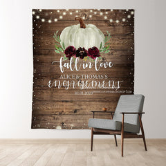 Lofaris Fall In Love Wooden Green Pumpkin Wedding Backdrop