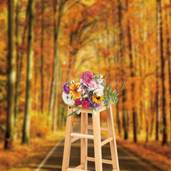 Lofaris Fall Leaves Forest Autumn Scenery Photo Backdrop