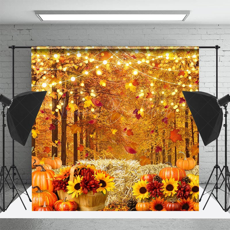 Lofaris Fall Lights Road Haystack Sunflower Autumn Backdrop