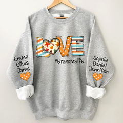 Lofaris Fall Love Grandma Life Kids Custom Name Sweatshirt