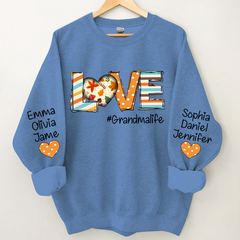 Lofaris Fall Love Grandma Life Kids Custom Name Sweatshirt