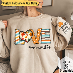 Lofaris Fall Love Grandma Life Kids Custom Name Sweatshirt