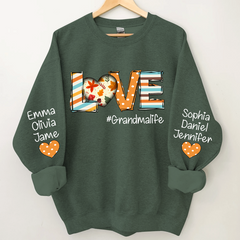 Lofaris Fall Love Grandma Life Kids Custom Name Sweatshirt