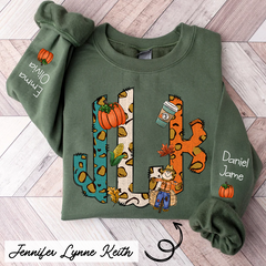 Lofaris Fall Monogram Letters Custom Name And Kids CTH01 Sweatshirt