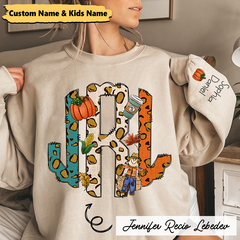 Lofaris Fall Monogram Letters Custom Name And Kids CTH01 Sweatshirt